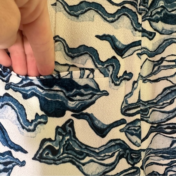 Essentiel Antwerp Kebarbra Relax Fit Blue & White Design Ankle Pants sz 36 EU - Picture 5 of 12